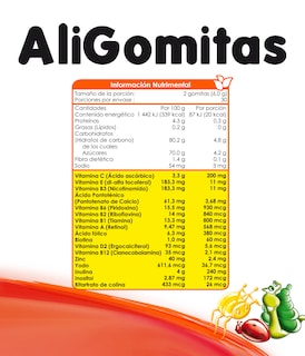 Foto 2 | Foto 2 | Aligomitas Dúo Vitaminas Y Minerales con 60 Gomitas Masticables Sabor Limón Naranja y Piña para Niños