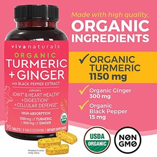 Foto 7 | Foto 7 | Suplemento Viva Naturals Cúrcuma y Curcumina con Jengibre 90 Tabletas - Venta Internacional