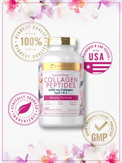 Foto 5 | Foto 5 | Suplemento de Péptidos de Colágeno Carlyle 6000 mg con Vitamina C 400 Cápsulas - Venta Internacional