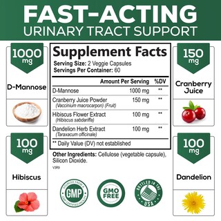 Foto 2 | Foto 2 | Suplemento Nature's Nutrition de D-Manosa y Arándano 1350 mg - Venta Internacional