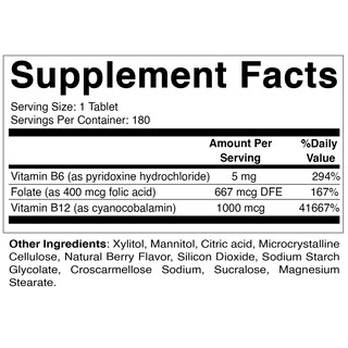 Foto 2 | Foto 2 | Suplemento Vitamínico de Ácido Fólico B12 B6 180 Comprimidos - Venta Internacional