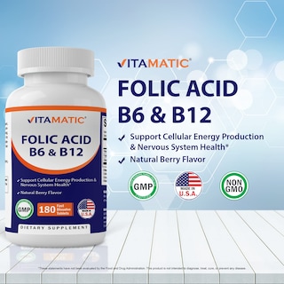 Foto 3 | Foto 3 | Suplemento Vitamínico de Ácido Fólico B12 B6 180 Comprimidos - Venta Internacional