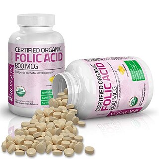 Foto 7 | Foto 7 | Suplemento Orgánico de Ácido Fólico Bronson 800 Mcg 180 Tabletas