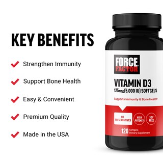 Foto 2 | Foto 2 | Vitaminas D3 Force Factor D3 5000 Ui 120 Cápsulas Blandas - Venta Internacional