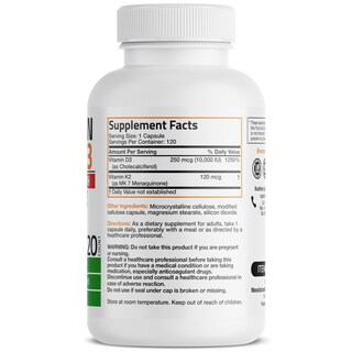 Foto 2 | Foto 2 | Suplemento Bronson Vitamina K2 (mk7) + D3 10 000 Ui 120 Cápsulas - Venta Internacional