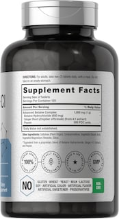 Foto 2 | Foto 2 | Suplemento Horbäach Betaine Hcl con Pepsina 1000 Mg 250 Tabletas - Venta Internacional