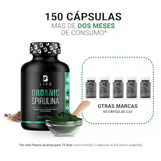Foto 5 | Foto 5 | Suplemento B Life Organic Spirulina de 150 Cápsulas