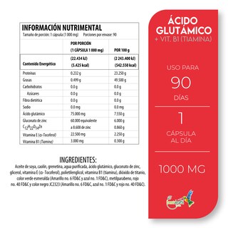 Foto 3 | Foto 3 | Ácido Glutámico + Vitamina B1 Best Health 90 Cápsulas