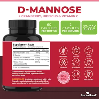 Foto 4 | Foto 4 | Suplemento Forestleaf D-manose 1000 Mg Con Arándano Y Vitamina C 60 Cápsulas - Venta Internacional