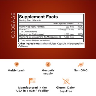 Foto 2 | Foto 2 | Suplemento Codeage Vitamin Adk 180 Cápsulas - Venta Internacional
