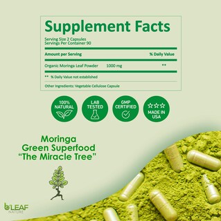 Foto 4 | Foto 4 | Suplemento B'Leaf Nature Pure Organic Moringa Oleifera 1000 mg - Venta Internacional