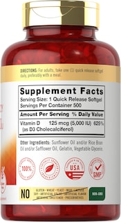 Foto 2 | Foto 2 | Suplemento Carlyle de Vitamina D3 5000 Ui 500 Cápsulas Blandas - Venta Internacional
