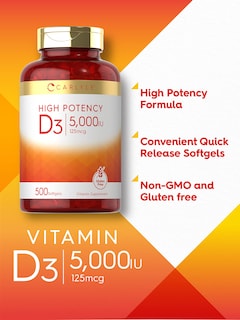 Foto 3 | Foto 3 | Suplemento Carlyle de Vitamina D3 5000 Ui 500 Cápsulas Blandas - Venta Internacional