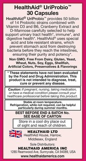 Foto 2 | Foto 2 | Suplemento HealthAid Uriprobio para Salud del Tracto Urinario Femenino - Venta Internacional