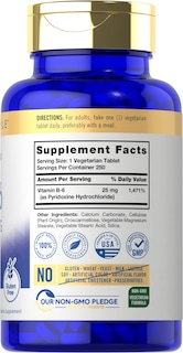 Foto 2 | Foto 2 | Suplemento Carlyle de Vitamina B6 25 mg 250 Comprimidos Vegetariano - Venta Internacional