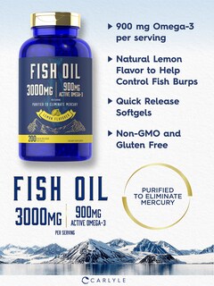 Foto 3 | Foto 3 | Suplemento de Aceite de Pescado Carlyle 3000 Mg 200 Cápsulas Blandas - Venta Internacional