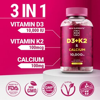 Foto 3 | Foto 3 | Gomitas New Elements de Vitamina D3 K2 y Calcio - Venta Internacional