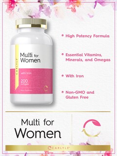 Foto 3 | Foto 3 | Suplemento Multivitamínico Carlyle con Hierro 200 Cápsulas para Mujeres - Venta Internacional