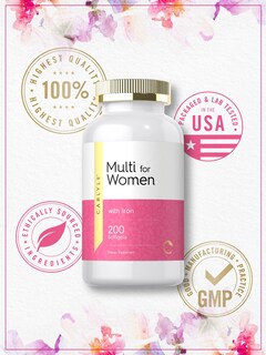 Foto 5 | Foto 5 | Suplemento Multivitamínico Carlyle con Hierro 200 Cápsulas para Mujeres - Venta Internacional