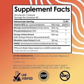 Foto 6 | Foto 6 | Suplemento de Vitaminas Vitales Brain Booster Memory Focus - Venta Internacional