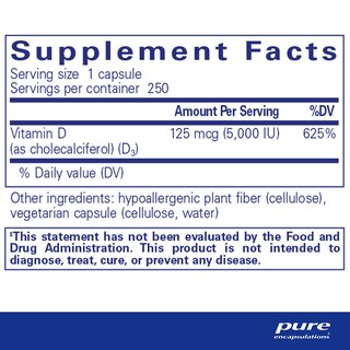 Foto 2 | Foto 2 | Suplemento Pure Encapsulations Vitamina D3 de 125 Mcg- Venta Internacional