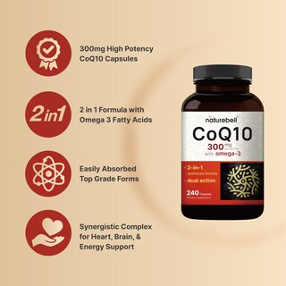 Foto 3 | Foto 3 | Suplemento Naturebell Coq10 Ubiquinona 300 mg con Omega-3 - Venta Internacional