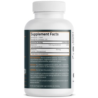 Foto 2 | Foto 2 | Suplemento Bronson Basics de Vitamina K2 D3 5000 Ui/125 Mcg 120 Comprimidos - Venta Internacional