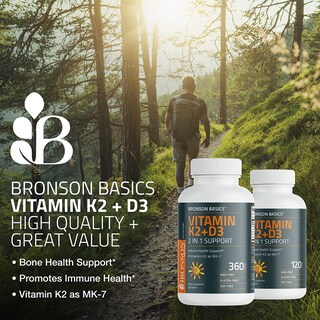 Foto 3 | Foto 3 | Suplemento Bronson Basics de Vitamina K2 D3 5000 Ui/125 Mcg 120 Comprimidos - Venta Internacional