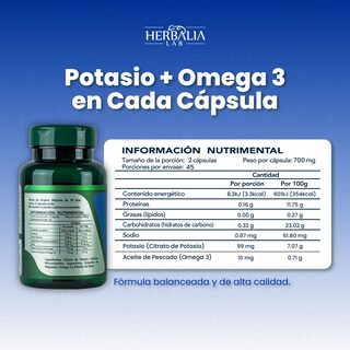 Foto 4 | Foto 4 | Suplemento Herbalia Lab De Citrato De Potasio + Omega 3 Apoyo Nutricional Diario