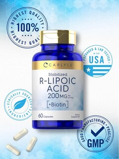 Foto 5 | Foto 5 | Suplemento de Ácido R-lipoico Carlyle 200 Mg | 60 Cápsulas con Biotina - Venta Internacional