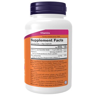 Foto 2 | Foto 2 | Cápsulas Vegetarianas Supplement Now C-1000 De Zinc Y D-3-100 - Venta Internacional