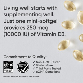 Foto 2 | Foto 2 | Suplemento de Vitamina D3 10 000 Ui, 120 Cápsulas Blandas - Venta Internacional