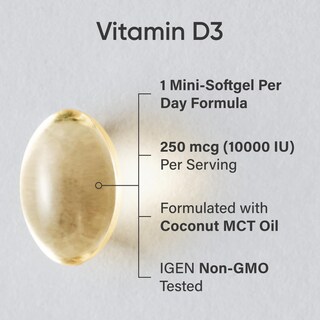Foto 3 | Foto 3 | Suplemento de Vitamina D3 10 000 Ui, 120 Cápsulas Blandas - Venta Internacional