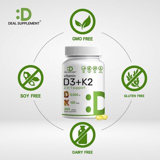 Foto 3 | Foto 3 | Suplemento Deal Supplement Vitamina D3 K2 5000 Ui 250 Cápsulas - Venta Internacional
