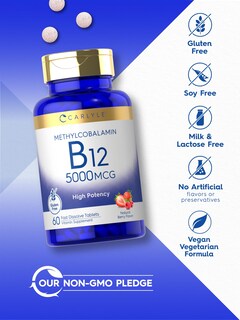Foto 5 | Foto 5 | Suplemento Carlyle de Metilcobalamina Y Vitamina B12 5000 Mcg, 60 Tabletas - Venta Internacional