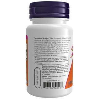 Foto 3 | Foto 3 | Suplemento Now Mk-7 De Vitamina K-2 100 Mcg 60 Cápsulas Vegetarianas - Venta Internacional