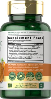 Foto 2 | Foto 2 | Suplemento Carlyle de Cúrcuma Y Jengibre 3000 Mg 120 Cápsulas Blandas - Venta Internacional