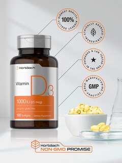 Foto 6 | Foto 6 | Suplemento Horbäach Vitamina D3 1000 Ui 180 Cápsulas Blandas - Venta Internacional