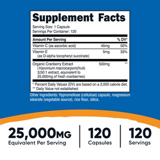 Foto 2 | Foto 2 | Suplemento Nutricost de 25 000 mg de Extracto de Arándano con Vitaminas C Y E - Venta Internacional