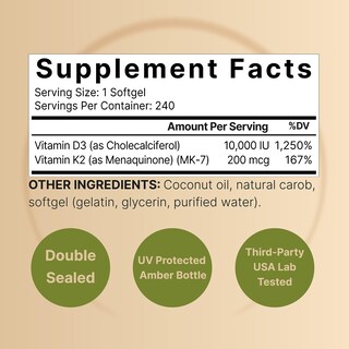 Foto 2 | Foto 2 | Vitamina D3 y K2 Naturebell 10000 Iu 200 mcg - Venta Internacional