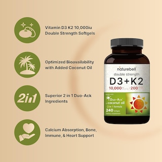 Foto 3 | Foto 3 | Vitamina D3 y K2 Naturebell 10000 Iu 200 mcg - Venta Internacional