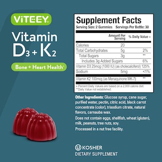Foto 4 | Foto 4 | Vitamina D3 K2 Viteey en Gomitas 1000 Ui 100 mcg 2 Piezas - Venta Internacional