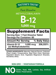 Foto 2 | Foto 2 | Suplemento de Vitamina B12 De Nature's Truth, 5000 Mcg 60 Tabletas - Venta Internacional