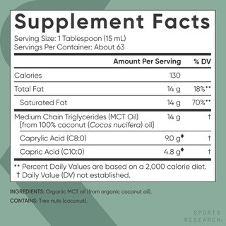 Foto 6 | Foto 6 | Aceite MCT Sports Research Organic Keto Vegano 946 ml sin Sabor - Venta Internacional