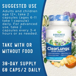Foto 3 | Foto 3 | Suplemento Ridgecrest Herbals Clearlungs Extra Strength 60 Cápsulas - Venta Internacional