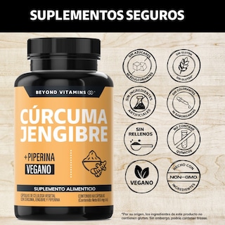 Foto 2 | Foto 2 | Suplemento Alimenticio Beyond Vitamins Cúrcuma, Jengibre Con Pimienta Negra 60 Cápsulas