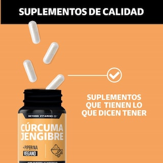 Foto 4 | Foto 4 | Suplemento Alimenticio Beyond Vitamins Cúrcuma, Jengibre Con Pimienta Negra 60 Cápsulas