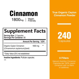 Foto 2 | Foto 2 | Suplemento Nature's Nutrition con Canela de Ceilán 240 Cápsulas - Venta Internacional