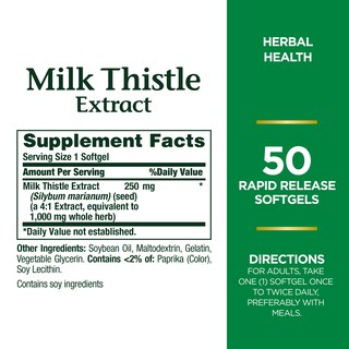 Foto 2 | Foto 2 | Suplemento Nature's Bounty Milk Thistle 1000 Mg 50 Cápsulas Blandas - Venta Internacional