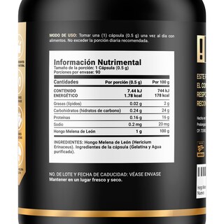 Foto 2 | Foto 2 | Suplemento Alimenticio Hongo Melena de León Puro 90 Cápsulas Ingredientes Naturales Lions Mane Blend B Life